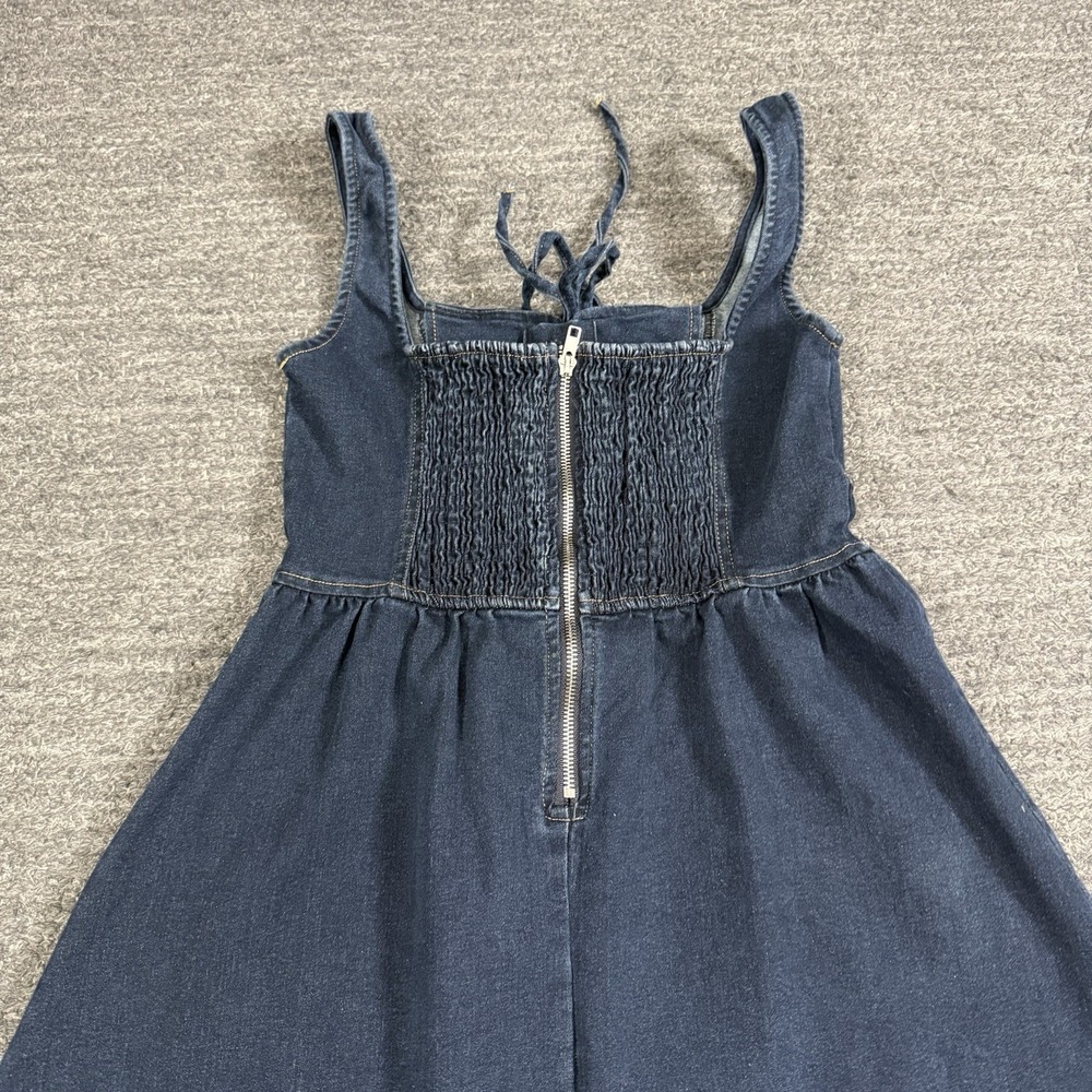 Moon River Denim Dress Women Small Midi Corset Style Smocked Prairie Farm Jean - Picture 11 of 12